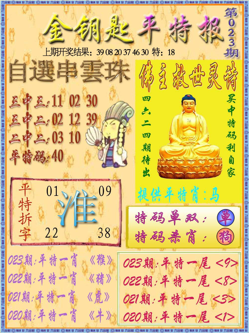 023期金钥匙平特报[图]