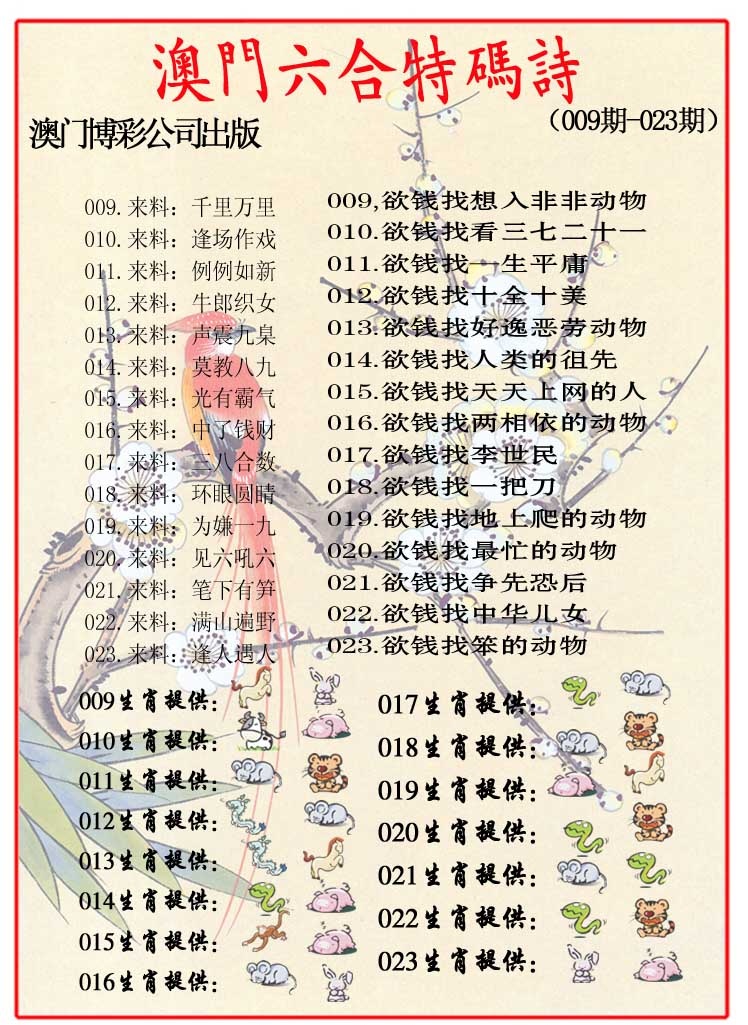 023期内部特码诗[图]