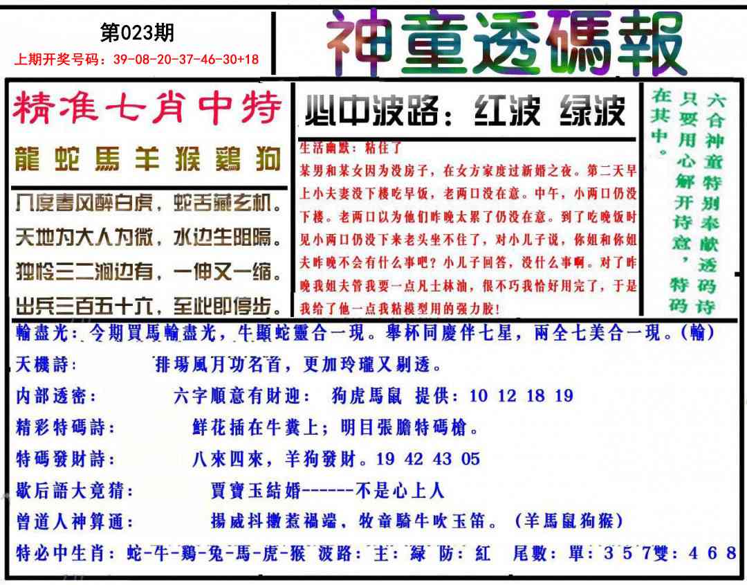 023期神童透码报[图]