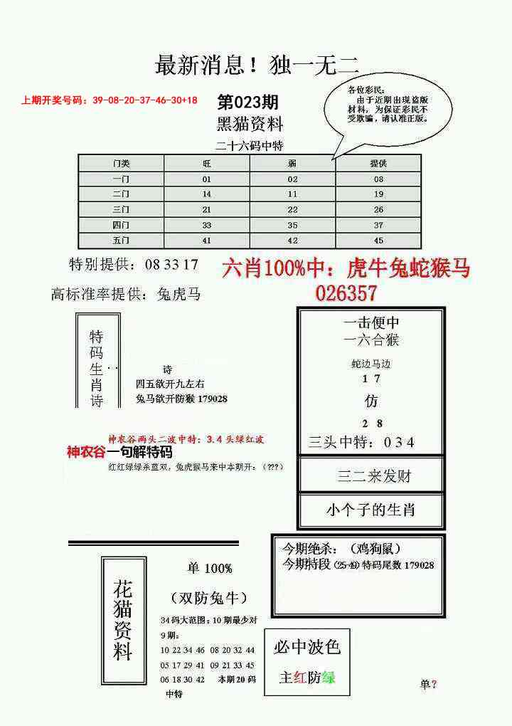 023期独一无二(正)[图]
