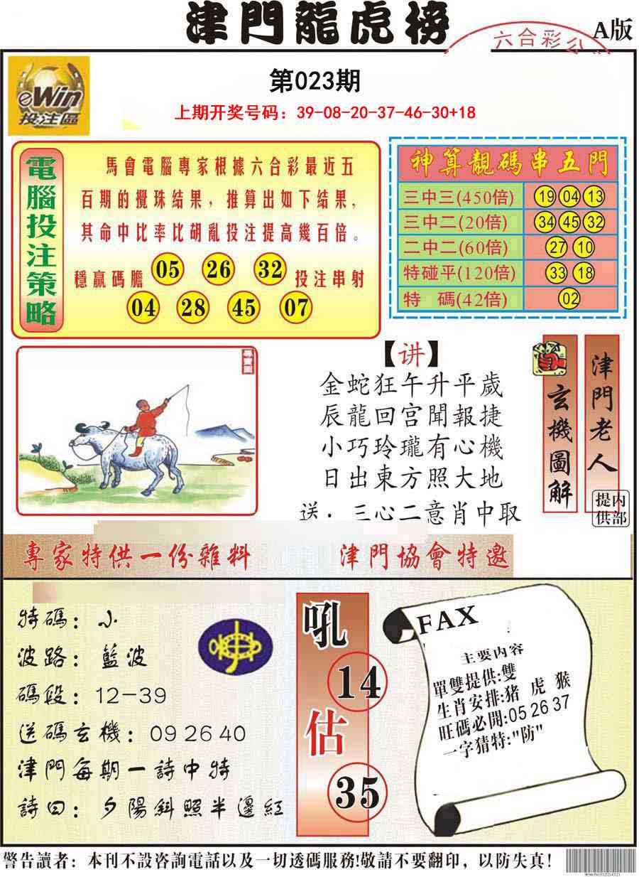 023期津门龙虎榜A[图]