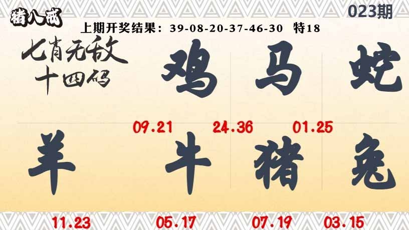 023期七肖无敌14码[图]