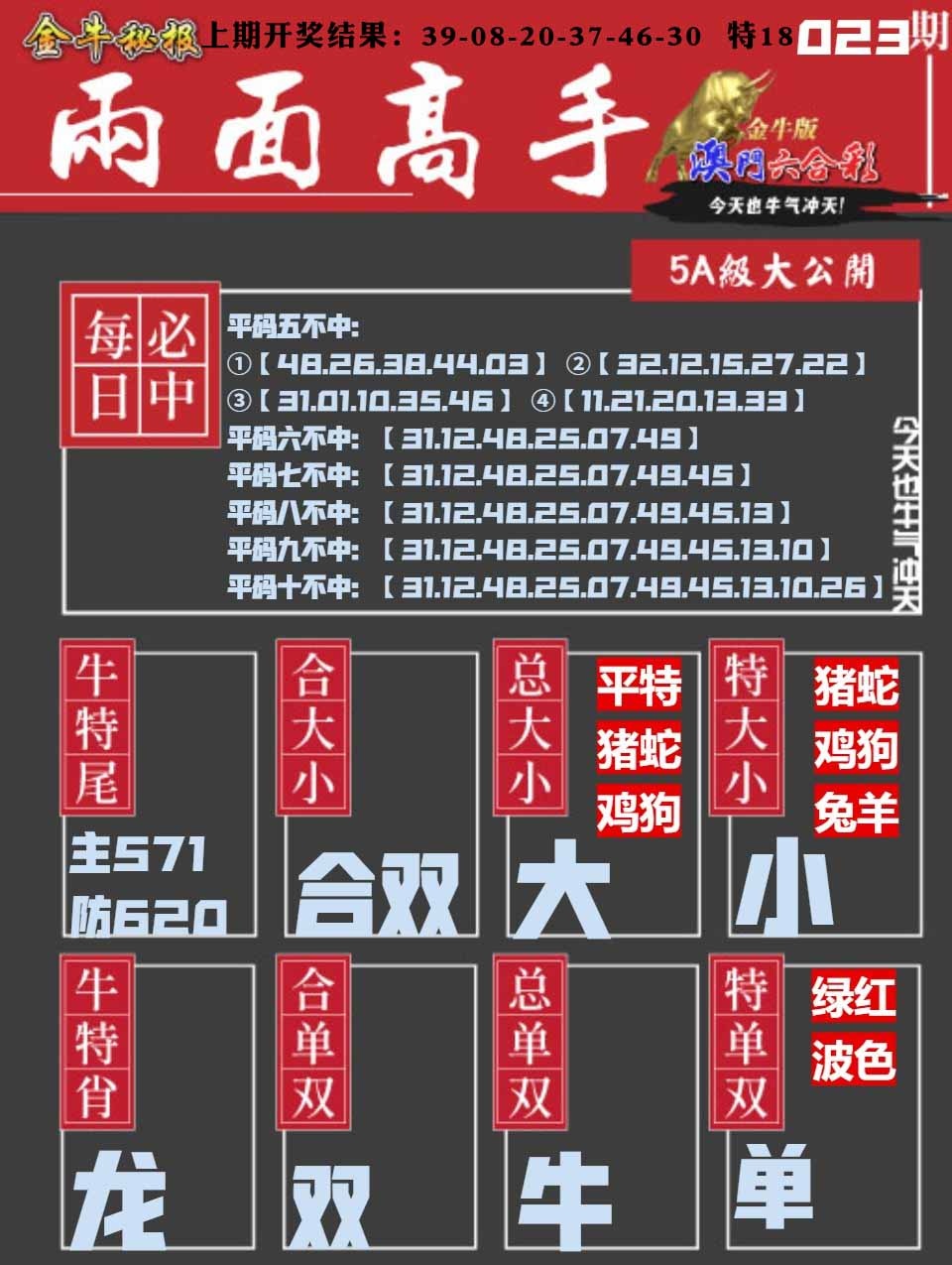 023期金牛两面高手[图]