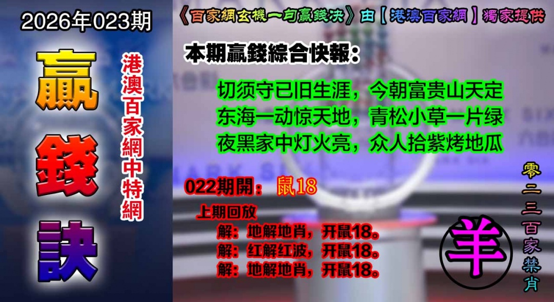 023期百家赢钱决[图]